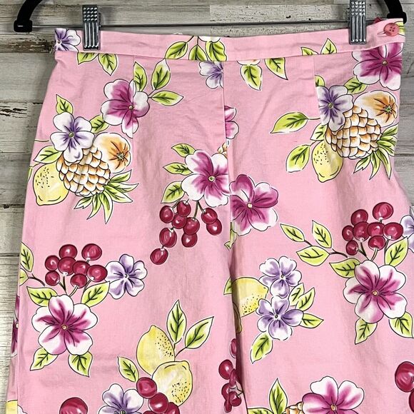BRIGGS PETITE CAPRI COLORFUL PINK TROPICAL PRINT BEACH SUMMER SIZE 12 - Picture 2 of 9